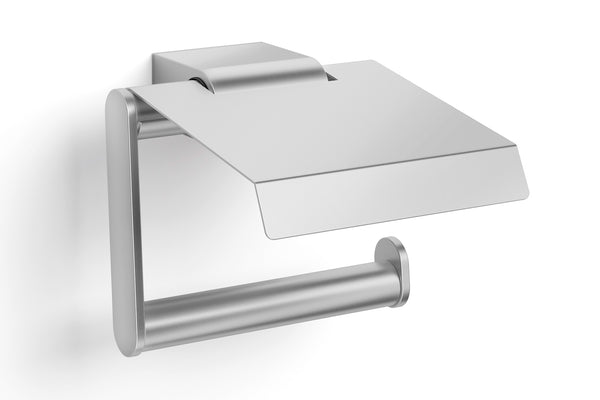 ZACK ATORE Toilet Roll Holder with Flap in Brushed Stainless Steel