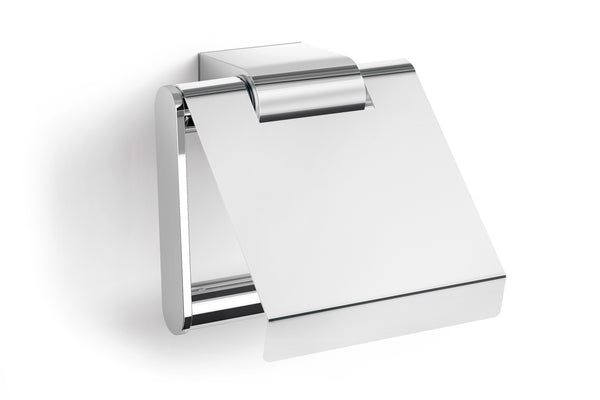 ZACK ATORE Toilet Roll Holder with Flap in Polished Stainless Steel