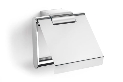 ZACK ATORE Toilet Roll Holder with Flap in Polished Stainless Steel